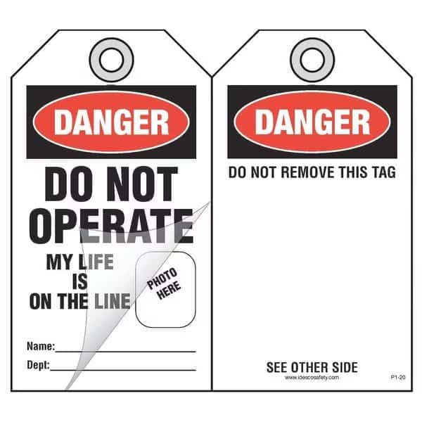 Self-Laminated Danger Safety Tag, PK10