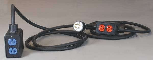 SOOW; Stringer Extension Cord, 12 AWG, Indoor, 12/4, 4 Outlets, 5-20R, Black, Rubber, L14-20P