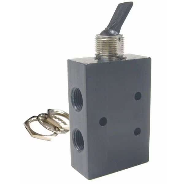 Toggle Valve, 4 Way, 1/8 In, NPT