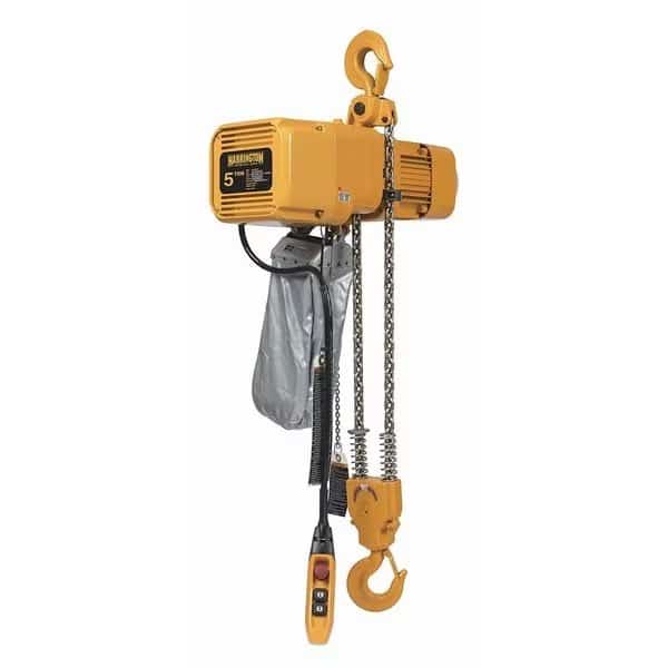 Electric Chain Hoist, 10,000 lb, 20 ft, Hook Mounted - No Trolley, 460V, Yellow