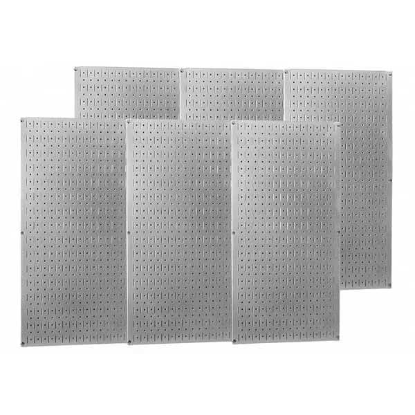 Pegboard Panel, Round 1/4 in Holes, 1 in Hole Spacing, 32 in H x 96 in W x 3/4 in D, Silver