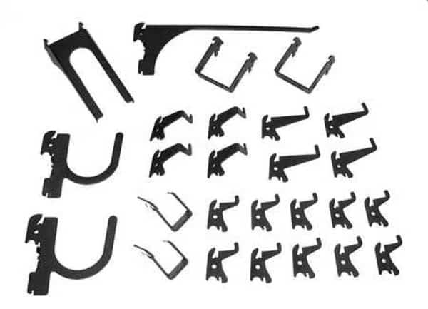Slotted Tool Board Hook Kit, 26 Piece, Blk