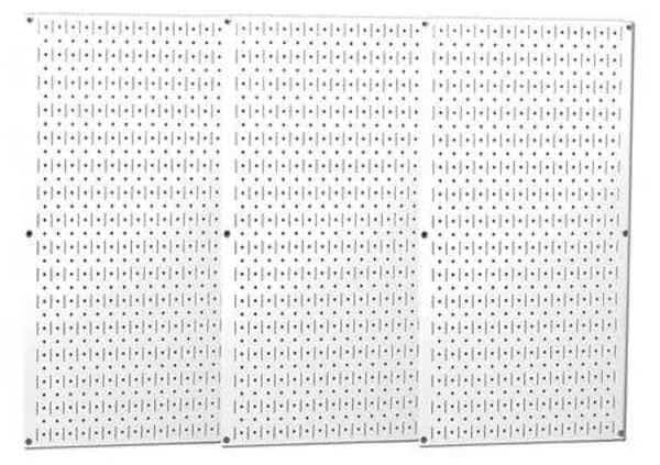 Pegboard Panel, Round 1/4 in Holes, 1 in Hole Spacing, 32 in H x 48 in W x 3/4 in D, White