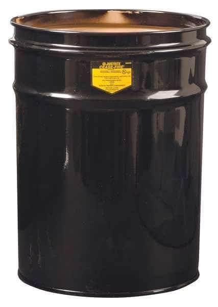 Open Head Waste Receptacle Drum, Steel, 6 gal, Unlined, Black