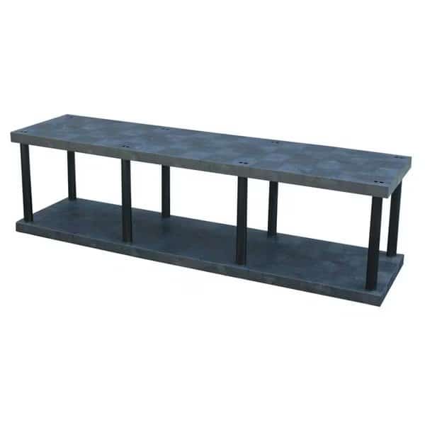 Freestanding Plastic Shelving, Open Style, 24 in D, 96 in W, 27 in H, 2 Shelves, Black