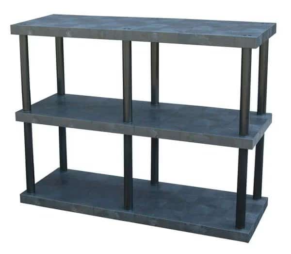 Freestanding Plastic Shelving, Open Style, 24 in D, 66 in W, 51 in H, 3 Shelves, Black
