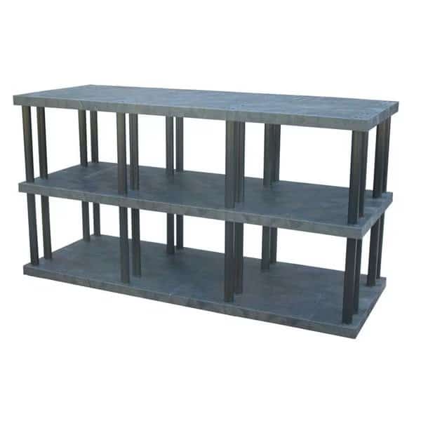 Freestanding Plastic Shelving, Open Style, 36 in D, 96 in W, 51 in H, 3 Shelves, Black