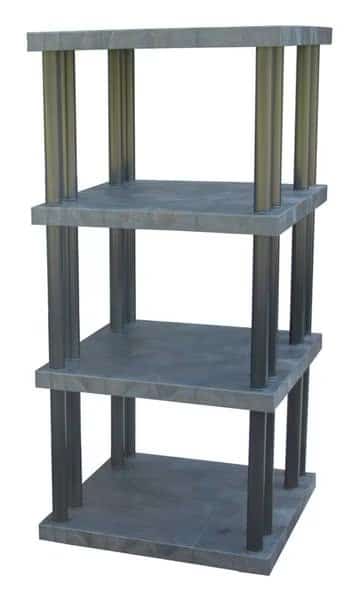 Freestanding Plastic Shelving, Open Style, 36 in D, 36 in W, 75 in H, 4 Shelves, Black