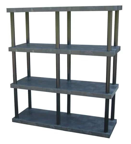 Freestanding Plastic Shelving, Open Style, 24 in D, 66 in W, 75 in H, 4 Shelves, Black