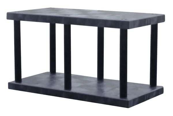 Freestanding Plastic Shelving, Open Style, 24 in D, 48 in W, 27 in H, 2 Shelves, Black