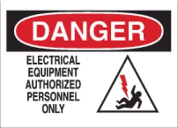 Danger Sign, 10 in Height, 14 in Width, Polyester, Rectangle, English