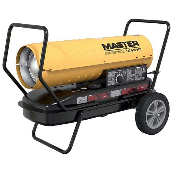 Portable Oil and Kerosene Torpedo Heater, Diesel, Kerosene, 540 cfm, 3,500 sq ft Heat Area 10 gal