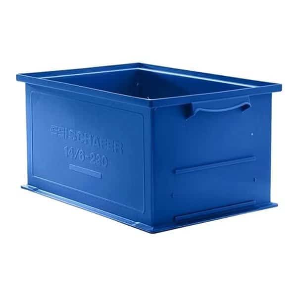 Straight Wall Storage Container, 3.1 gal, 19 in L, 13 in W, 5 in H, Blue, Polyethylene