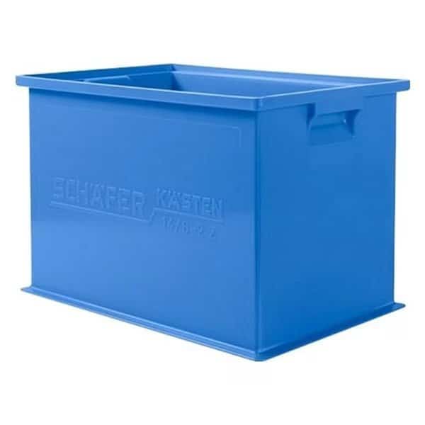 Straight Wall Storage Container, 8.8 gal, 19 in L, 13 in W, 12 in H, Blue, Polyethylene