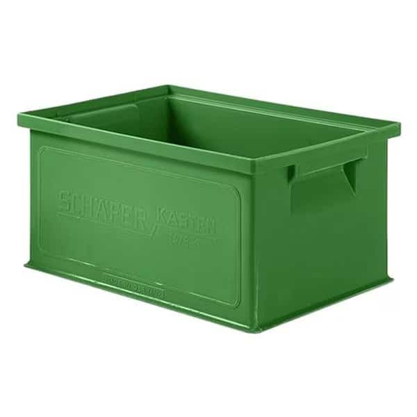 Straight Wall Storage Container, 1.9 gal, 13 in L, 9 in W, 6 in H, Green, Polyethylene