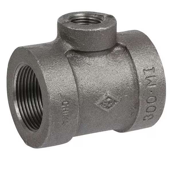 Reducing Tee Reducing Tee, 4" x 4" x 3" Pipe, FNPT x FNPT x FNPT, Malleable Iron