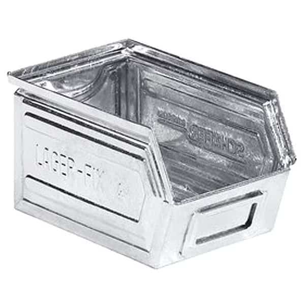 Hang & Stack Storage Bin, 0.12 cu ft, 9 1/2 in L, 6 in W, 4 3/4 in H, Silver, Steel