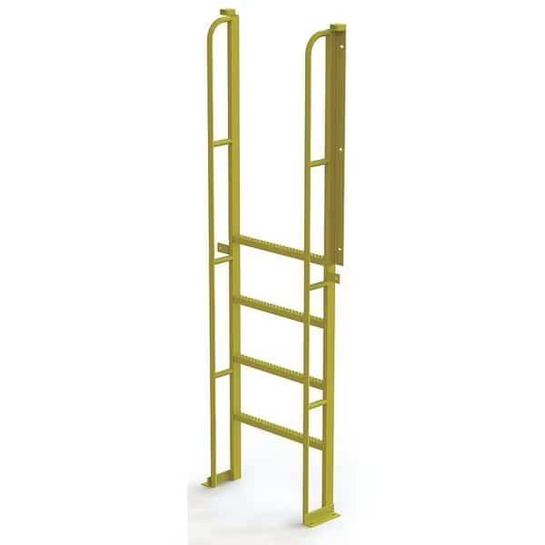92 in Overall H, Ladder, Steel, 5 Steps, Yellow Powder Coated Finish, 1,000 lb Load Capacity