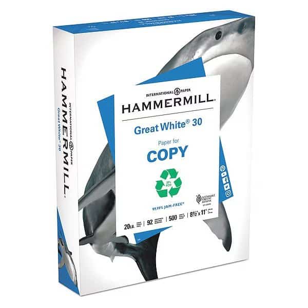 Recycled Paper, 8-1/2 x 11 In, Wht, PK5000