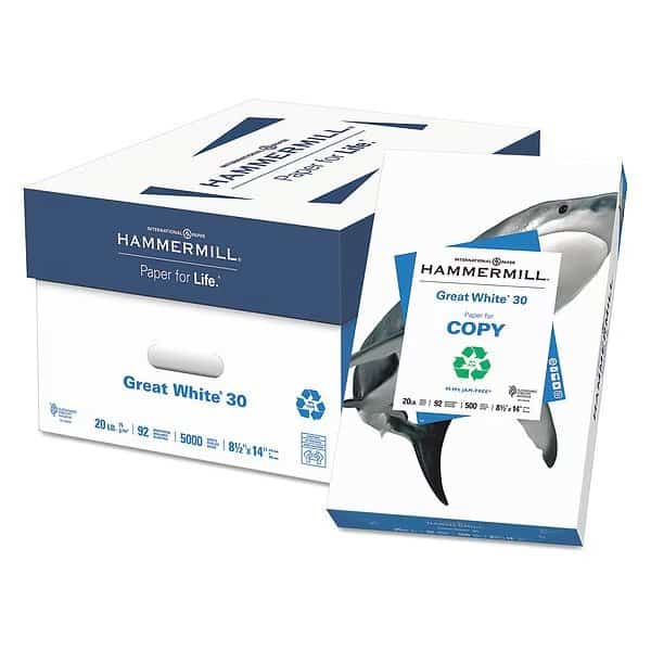 Recycled Paper, 8-1/2 x 14 In, Wht, PK500