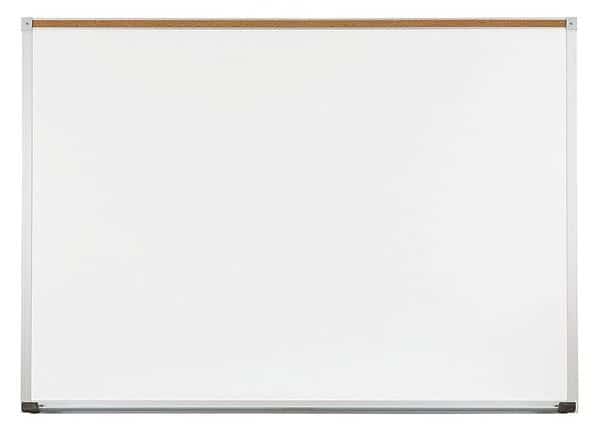 Dry Erase Board, Porcelain, 36 in, 48 in, Aluminum Frame, White, Gloss