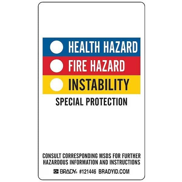 Label, Hazardous, Write on, Vinyl, 3 in W, 5 in H