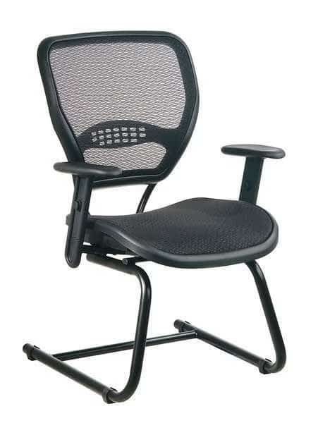 55 Visitors Chair, Black Seat, Black Back, 26 1/2" W 27" L 37-3/4" H, Height Adjustable Angled