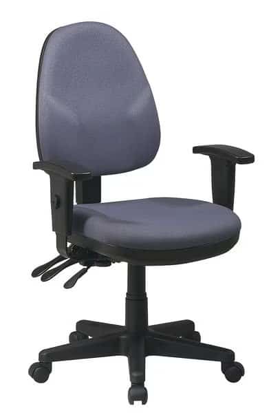 Desk Chair Desk Chair, Adjustable Arms, 20 1/2- Height, Fabric, Gray