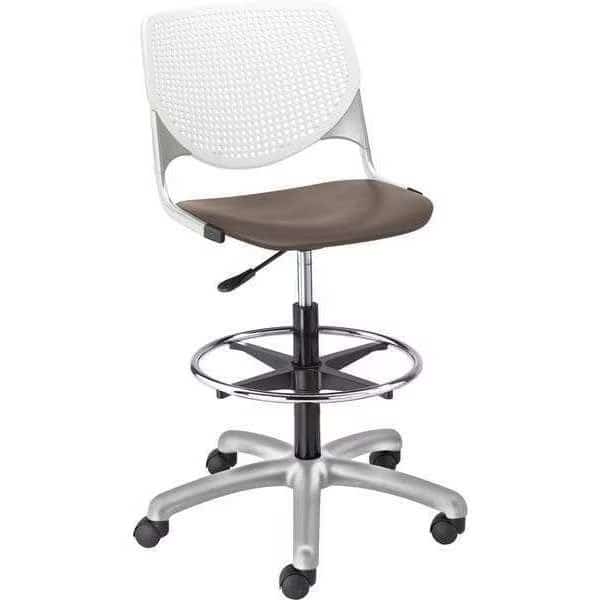 Poly Adjustable Stool, Perforated Back, Color: White, Brownstone, KFI, Mfr# DS2300-BP08-SP18