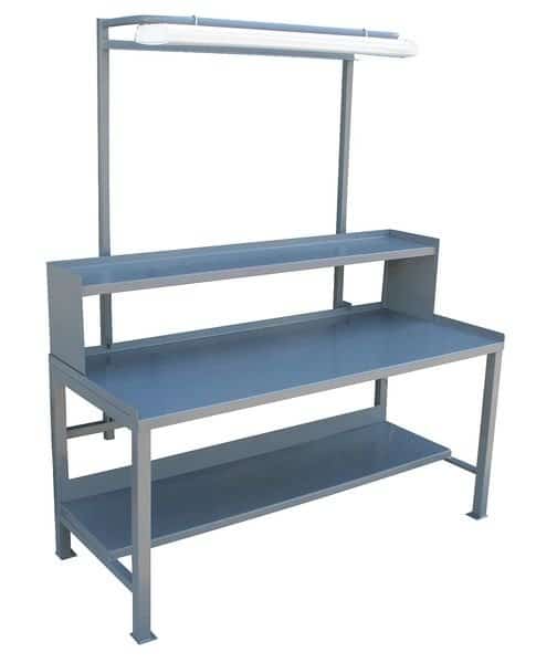 Heavy Duty Fixed Work Bench, Steel, 72" W, 34" Height, 3000 lb., Straight