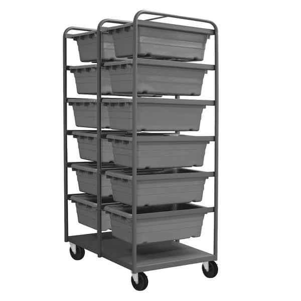 Steel Vertical Rack-Style Tub Cart, 1,200 lb Load Capacity, 26 in Overall L, 74 in Overall H