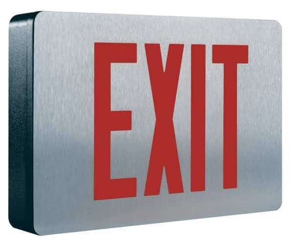 Exit Sign, Black, 1 Face(s), LED, Universal Mount, Not Battery Powered