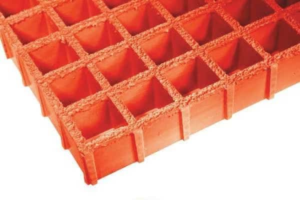 Molded Grating, 48 in Span, Grit-Top Surface, Vi-Corr Resin, Orange, FIBERGRATE, Mfr# 878956