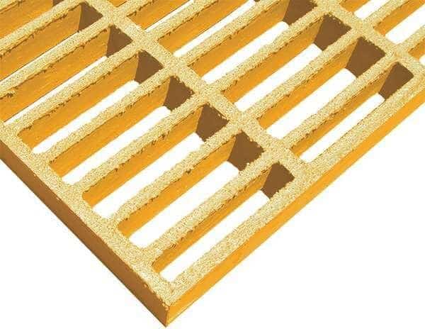 Fiberglass Molded Grating, 36 in Span, Grit-Top Surface, Corvex Resin, Yellow