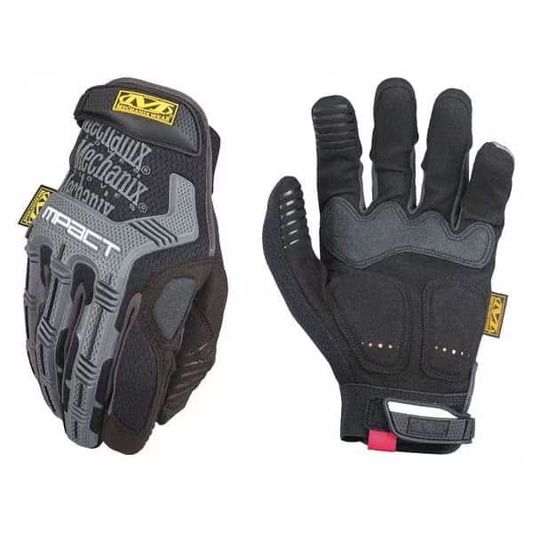 Mechanics Impact Gloves, Synthetic Leather Palm, 8, Black