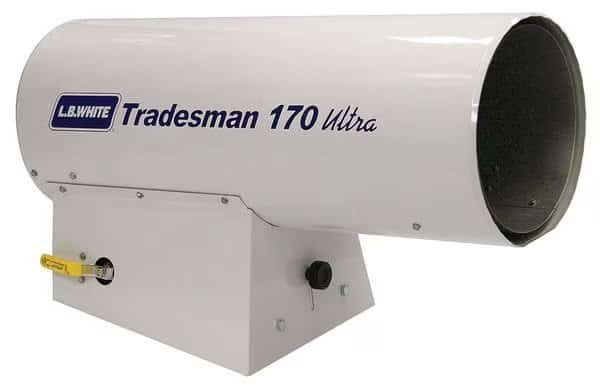 Portable Gas Torpedo Heater, Liquid Propane, Direct Spark, 125,000 to 170,000 BtuH, 24 in L