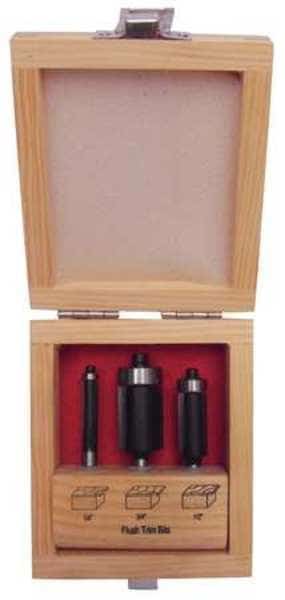 Router Bit Set, Flush Trim, 3 Pc