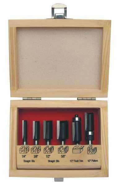 Router Bit Set, Straight/Trim, 1/4S, 6 Pc, EnjoyTool Select, Mfr#: 16Y599
