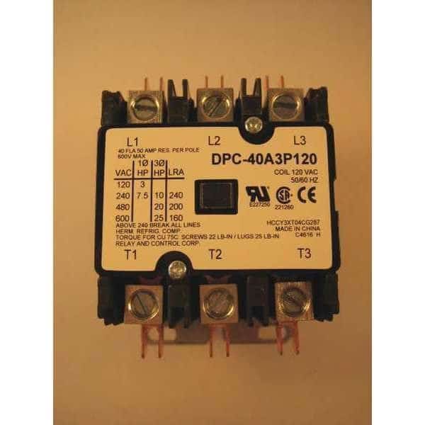 Defn Purpose Contactor,40A,3-Pole,120VAC, Mfr#: DPC-40A3P120, RELAY AND CONTROL CORP.