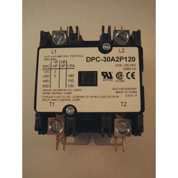Defn Purpose Contactor,30A,2-Pole,120VAC, Mfr#: DPC-30A2P120, RELAY AND CONTROL CORP.