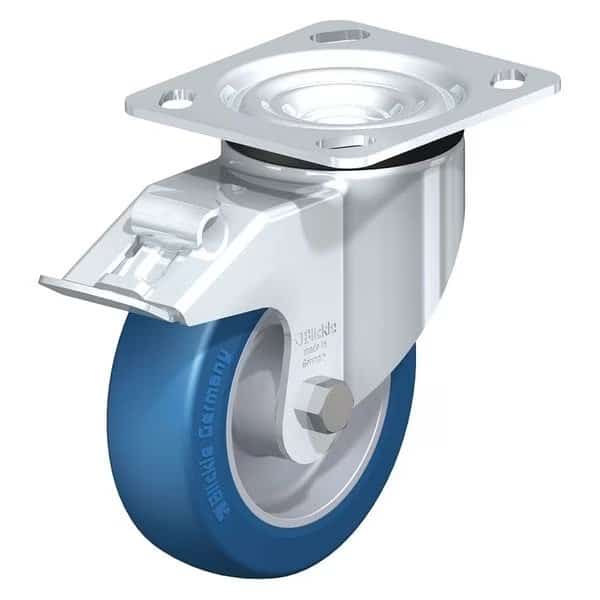 Swivel Plate Caster, PU, 4", Brake