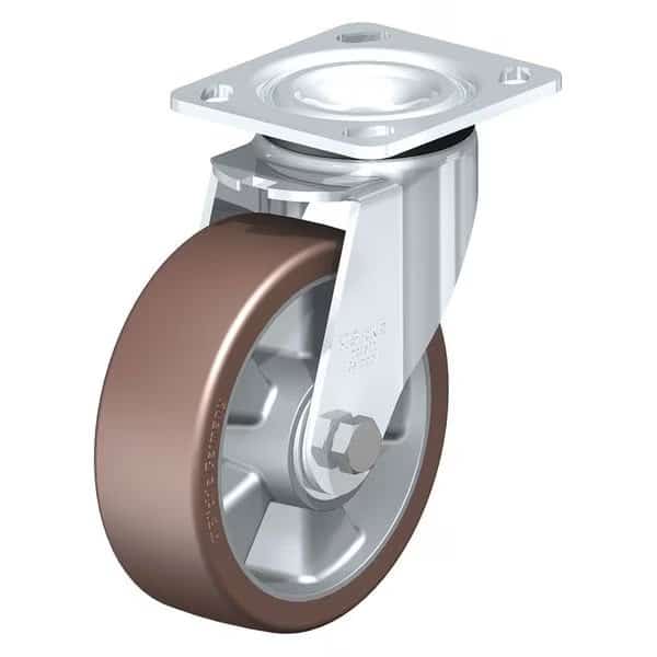 Swivel Plate Caster, PU, 8", 1250 lb., Number of Wheels: 1