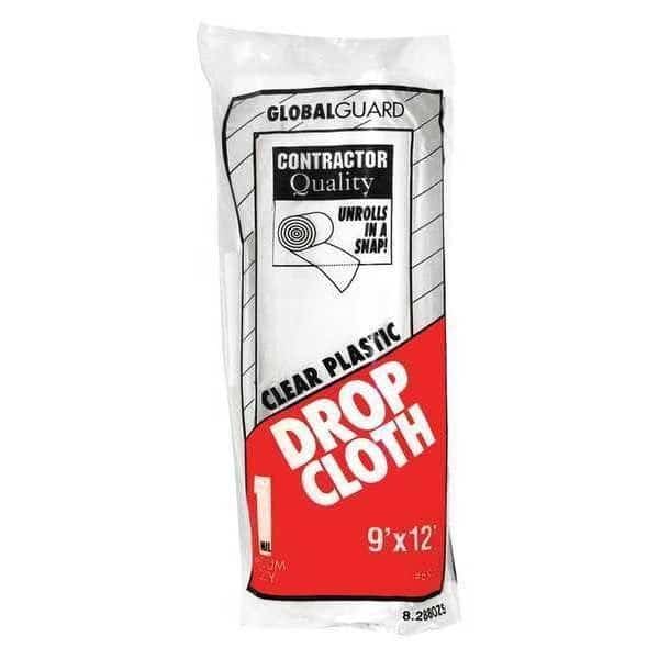 Drop Cloth, Clear, Plastic, 9x12 ft., PK24