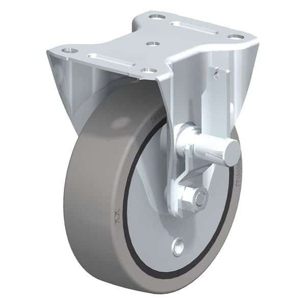 Rigid Solid Rbbr Whl Castr, 6-5/16", Brake