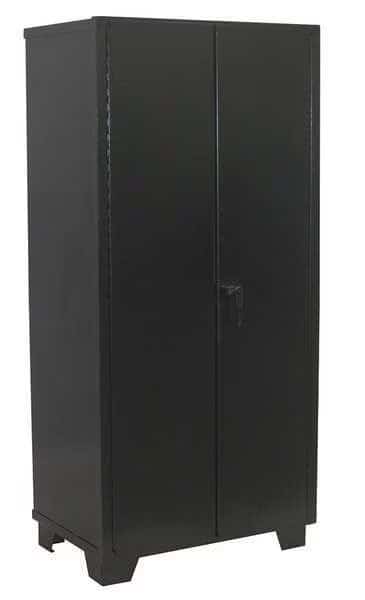 Shelving Storage Cabinet, 78 in H, 48 in W, 24 in D, Swing, Padlock Hasp, Black, 4 Shelves