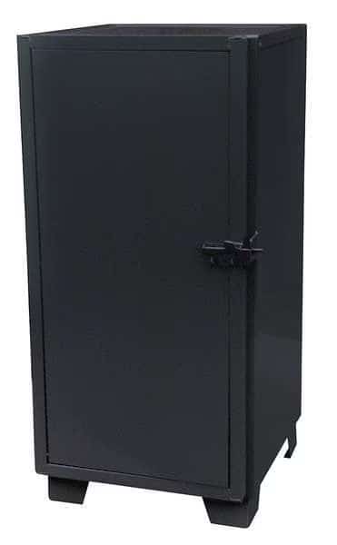 Shelving Storage Cabinet, 54 in H, 30 in W, 30 in D, Swing, Padlock Hasp, Black, 3 Shelves