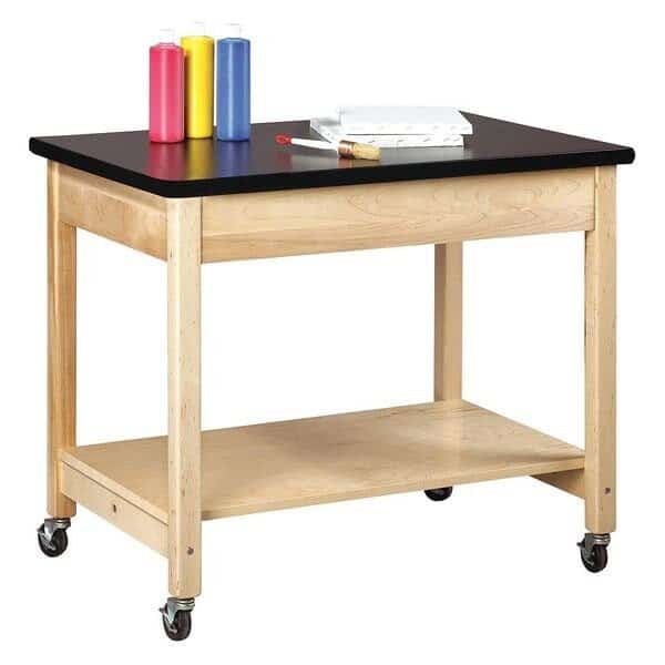 Demo Cart, Portable, Laminate Top, Maple, 1 Shelves, 24 in L, 36 in W, 30 in H