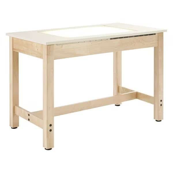 Rectangle Light Table, 44" W, 50" L, 39-3/4" H, HPL Top, almond