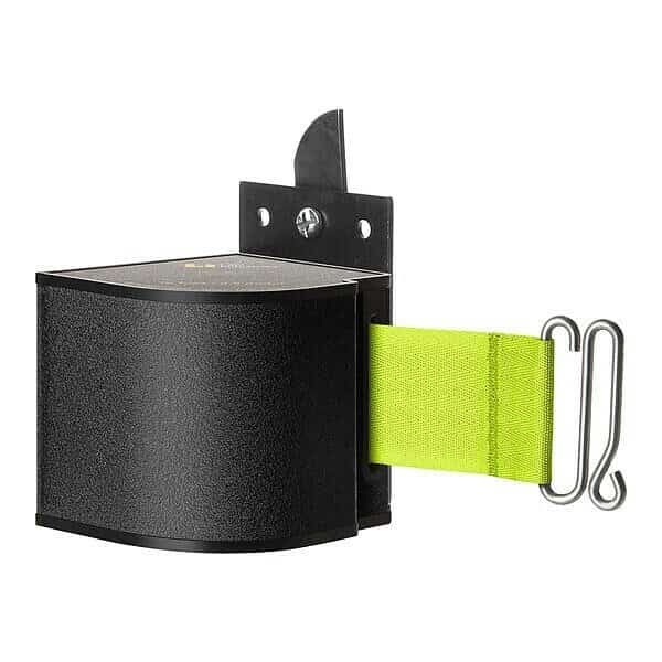 Warehouse Fixed Mount Retractable Belt Barrier, Black, 18 ft Length, No Legend, Wrinkle