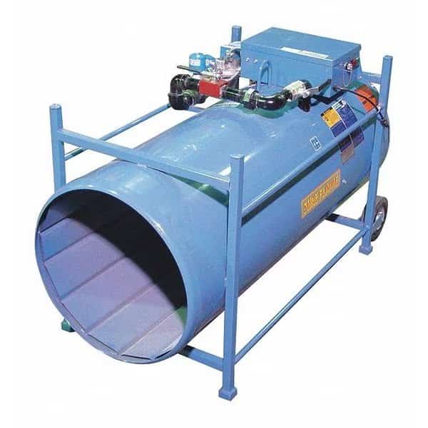 Gas Forced Air Heater, 1.5M Btu, 120V, Vapor Propane, Natural Gas, 850,000 to 1,500,000 BtuH, 69" L